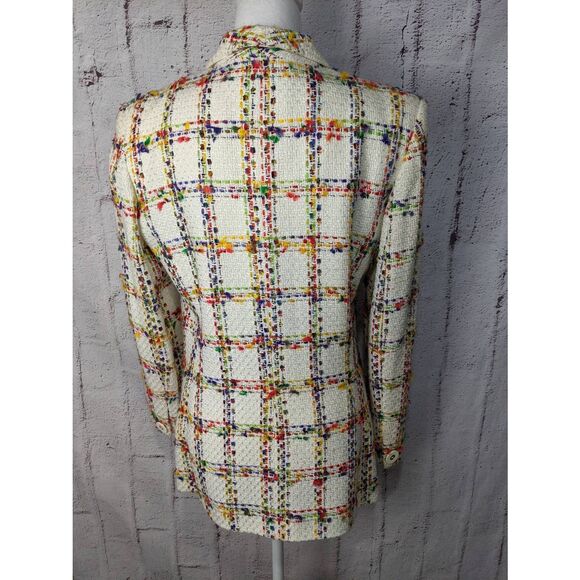 Doncaster Rainbow Tweed Texture Blazer Jacket Woven Knit 3 Buttons Womens 8 Medi - Picture 3 of 8